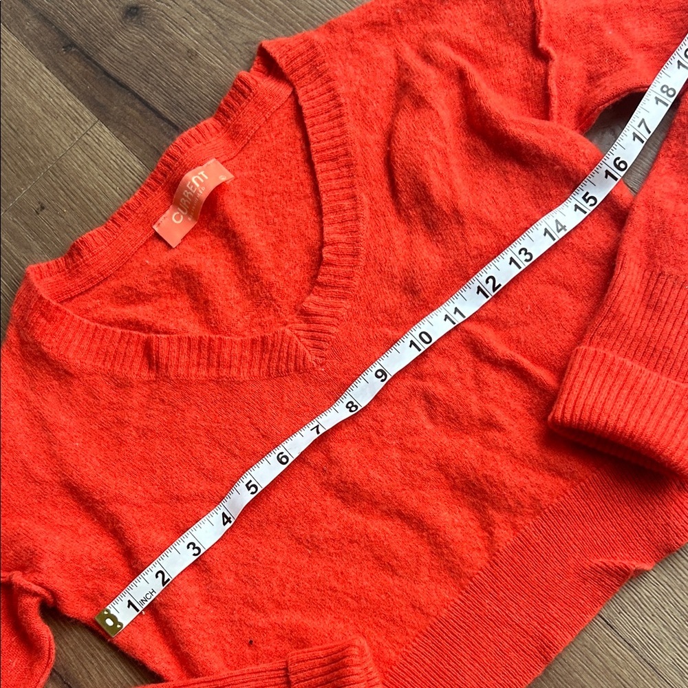 Current Wool Cashmere Bright Orange V-Neck Cropped Sweater ! Large - Picture 3 of 6